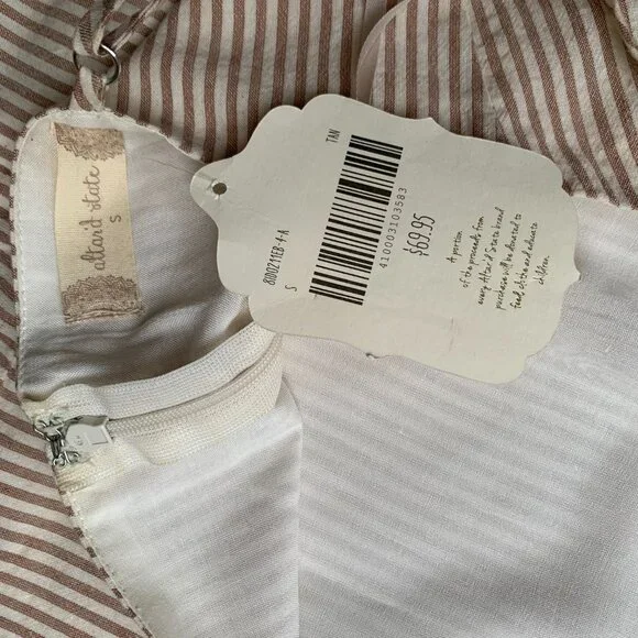 Altar'd State Striped Dress Womens Small Tan and White - Picture 14 of 15